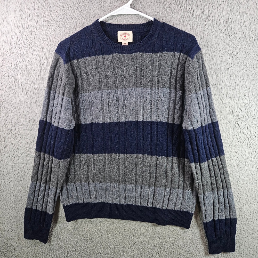 Brooks Brothers Red Fleece‎ Men's M Cable Knit Striped Sweater Wool Blend